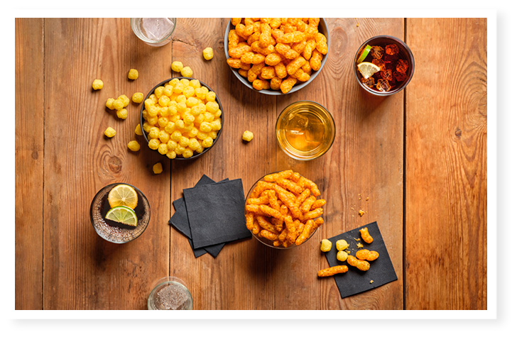 Assortiment d'extrudés pour un Menguy's Apéro convivial.